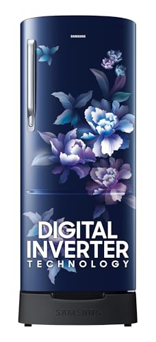 Samsung 183 L, 4 Star, Digital Inverter, Direct-Cool Single Door Refrigerator (RR20C1824HV/HL, Himalaya poppy Blue, Base Stand Drawer)