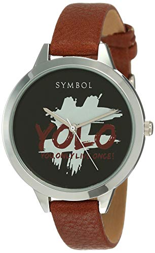 Amazon Brand – Symbol Women Synthetic Analog White Dial Watch-Az-Syw1-D, Band Color-Brown