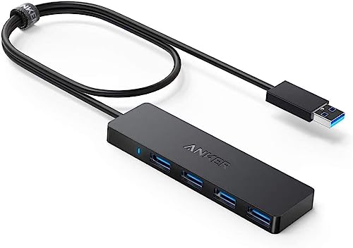 Anker 4-Port USB 3.0 Hub, Ultra-Slim Data USB A Hub with 2 ft Extended Cable [Charging Not Supported], for MacBook, Mac Pro, Mac Mini, iMac, Surface Pro, XPS, PC, Flash Drive, Mobile HDD
