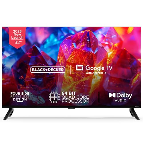 BLACK+DECKER 80 cm (32 inches) A1 Series HD Ready LED Smart Google TV BXTVGU32HD2841ATIN (Black)