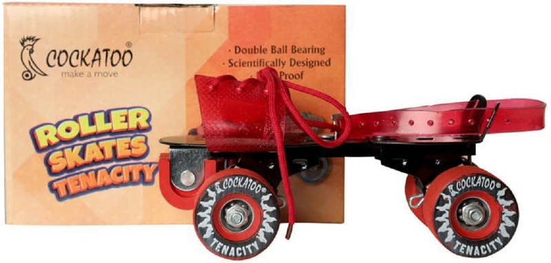 COCKATOO Tenacity Adjustable With Break(6 Years – 14 Years) Quad Roller Skates – Size 1-7 UK(Red)