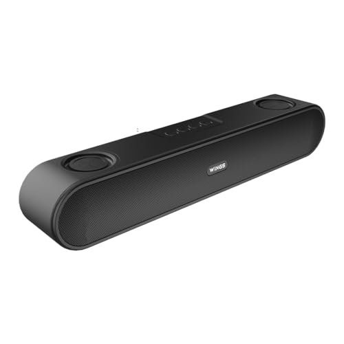 Wings Thunderbar 310 Mini Soundbar with Powerful 14 W Sound Output, Dual Passive radiators Bluetooth Wireless soundbar, Wireless soundbar with Bluetooth 5.1, Soundbars for TV, PC, Mobile