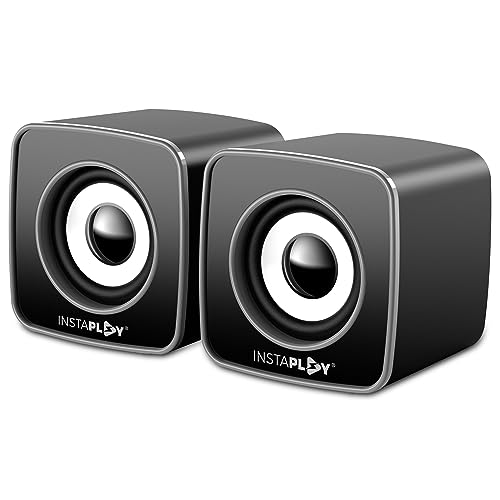 INSTAPLAY Insta Duo 2.0 Multimedia Speaker (Black) | AUX Cnnectivity & USB Powered | Volume Controls Buttons | Easy to Connect with Smartphone, Laptop & Computer Speaker | 3.5mm Jack | Mini Speaker