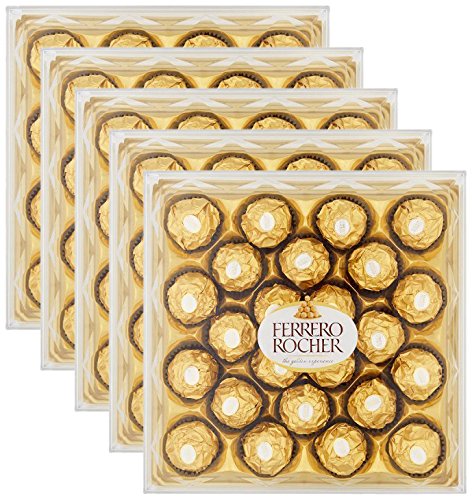 Ferrero Rocher 16 Pieces (Pack Of 5) – Hazelnut, Chocolate, 360 Gram