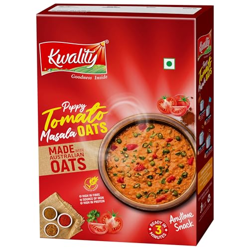 Kwality RCB Peppy Tomato Masala Oats 400g | Healthy Breakfast | High Fiber & Protein | Ready-to-Cook | Spicy Flavor | Endorsed by Royal Challengers Bangalore (RCB)