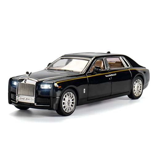 Rolls Royce Phantom Model Car 1:32 Scale Exclusive Alloy Metal Pull Back Die-cast Car Toy with Openable Doors & Light Music Boys Toys for Kids (Rolls Royce Black)