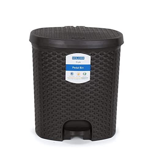 Kolorr Magnum Royal Premium Plastic Step-On Pedal Dustbin For Home/Kitchen/Bedroom – 14 Litre Large (Dark Brown)