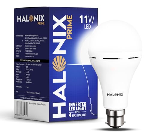 Halonix 11W Emergency Inverter Bulb | Rechargeable Emergency Led Bulb for Power Cuts | Backup : Upto 4hrs | Cool Day Light | Pack of 1 | Rechargeable Emergency light |