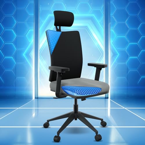 The Sleep Company Onyx Orthopedic Office Chair | Patented SmartGRID Technology | Adjustable Lumbar Support for Ergonomic Sitting Posture | High Back Office Chair for Work, Home, Study | Black & Grey
