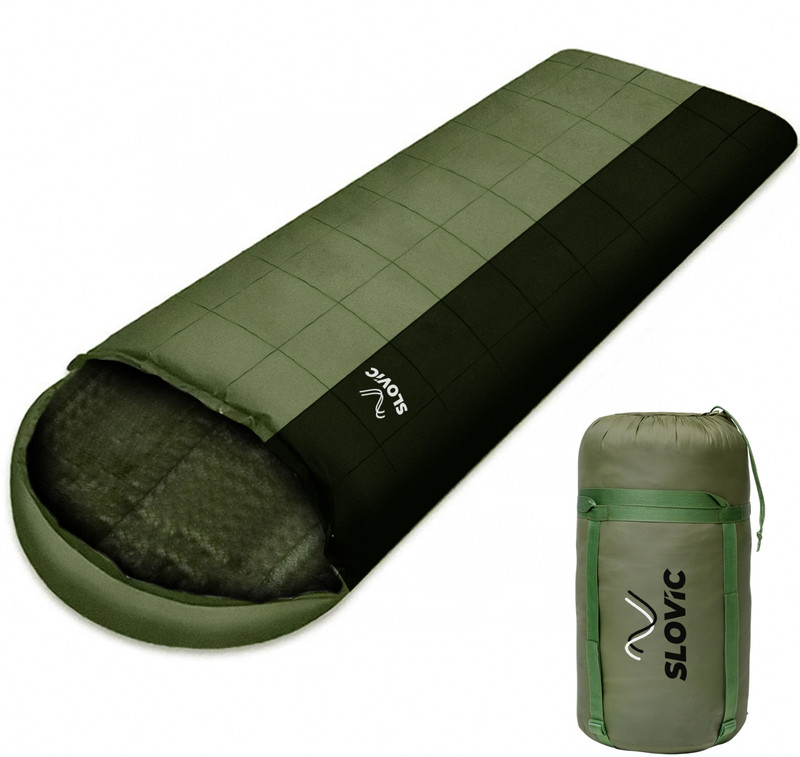 SLOVIC for Adults up to 7’4 ft | 0 to -10 Lightweight Waterproof Sleeping Bag(Green)
