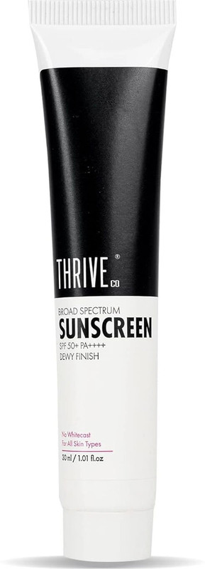 ThriveCo Sunscreen – SPF 50 PA++++ Broad Spectrum Sunscreen SPF 50+ PA++++ for Dewy Finish and No Whitecast(30 ml)