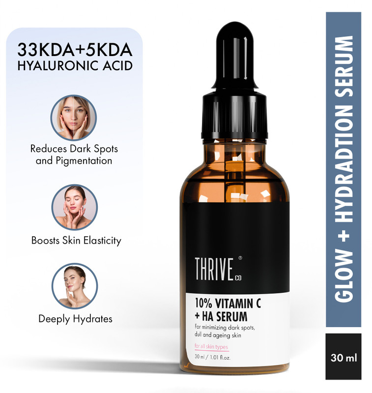 ThriveCo 10% Vitamin C Serum with Hyaluronic Acid | Reduces Dark Spots, Dull & Aging Skin(30 ml)