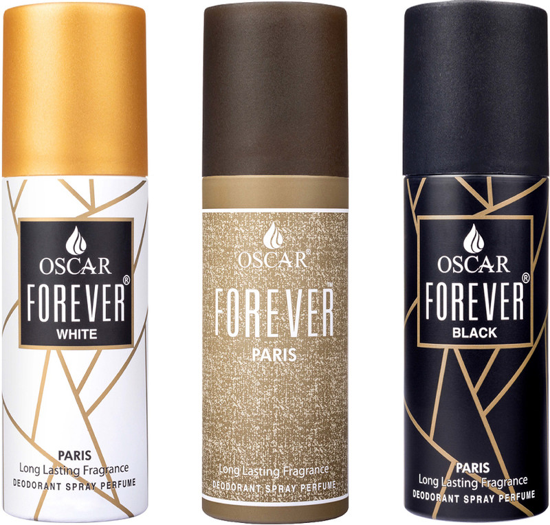 OSCAR Forever Paris+ Forever White + Forever Black Body Deodorant Spray 40ml Each Deodorant Spray  –  For Men & Women(120 ml, Pack of 3)