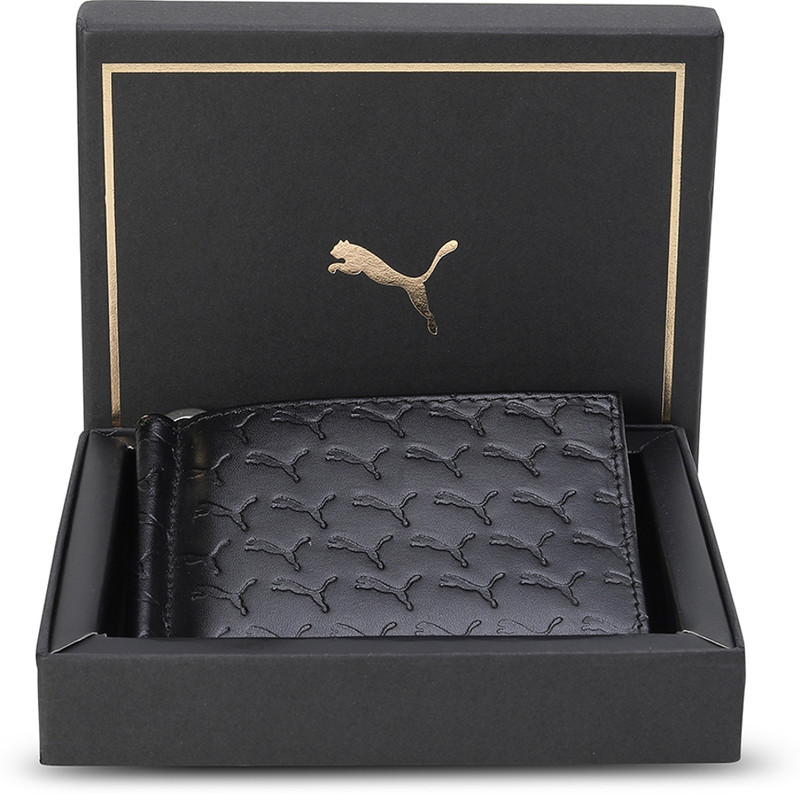 PUMA Men Black Genuine Leather Wallet(4 Card Slots)