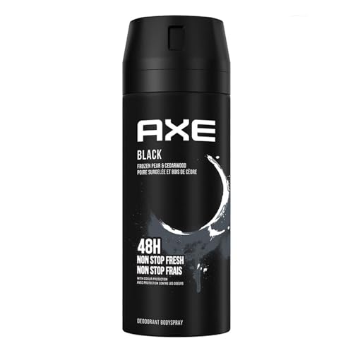 Axe Black Deodorant Body Spray for Men | 48H* Odour Protection | Odour-Combatting Zinc Technology | Frozen Pear and Cedarwood Scent|150ml