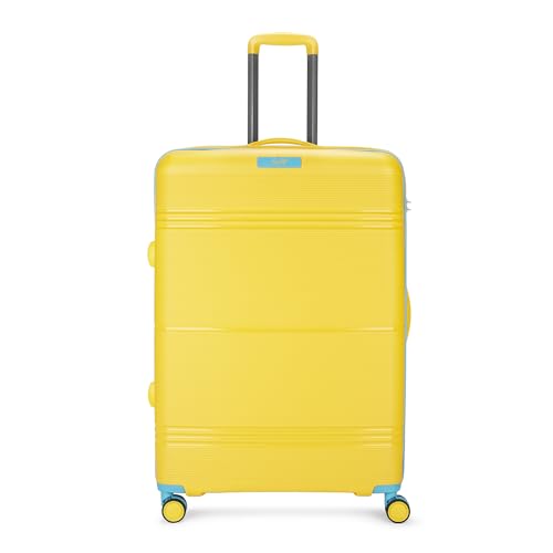 Skybags Paratrip Large Size Hard Luggage (79 Cm) | Polypropylene Luggage Trolley with 8 Spinner Wheels| Bumblebee| Unisex, Yellow