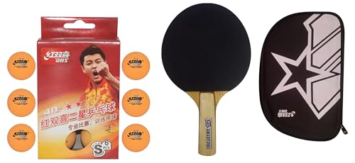DHS TT Ball S-S1840BY 2 Star Y Supermarket (6 Pcs Box) 54 PCS with Smart PRO TT BAT Star and DHS BAT Cover