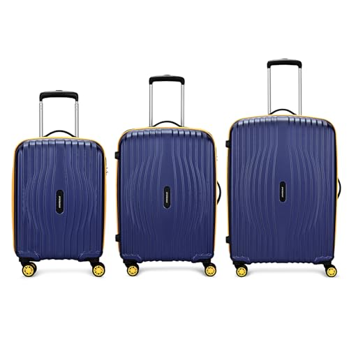 Aristocrat Vortex Plus | Set of 3 Trolley Bag, 55+65+75 Cm, Small+Medium+Large Hardside Luggage | 8 Wheels, Combination Lock | Polycarbonate | 3 Year International Warranty | Midnight Blue