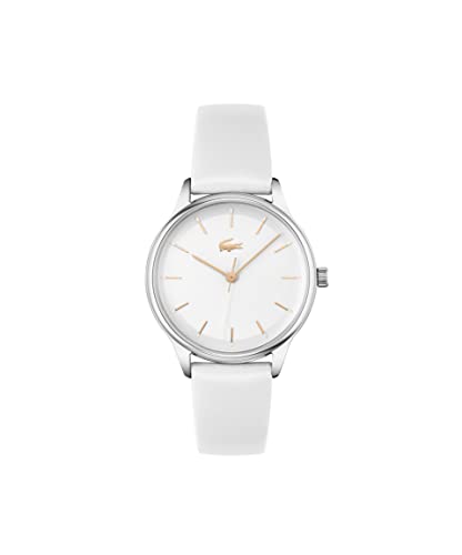 Lacoste Club Qtz Basic Silver White Round Dial Women’s Watch|White Leather Material|White Color Band – 2001208