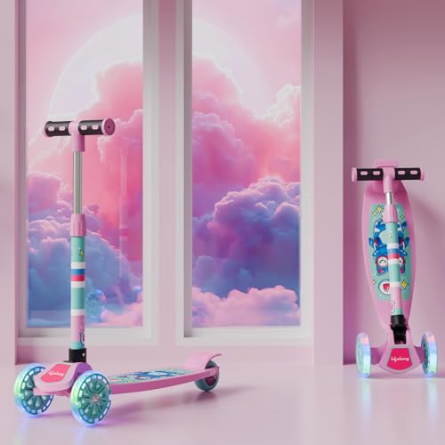 Lifelong Scooter for Kids 3+ Years – Foldable Kids Scooter with PVC Wheels & Adjustable Height – Kick Scooter Capacity 50Kg- Baby Scooter Toys for 3+ Year Old Boy & Girl – Skate Scooter (Llks18) Pink