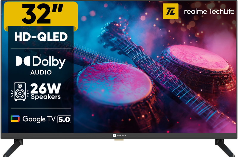 realme TechLife 80 cm (32 inch) QLED HD Ready Smart Google TV 2025 Edition(32HDGQRDDAQ)