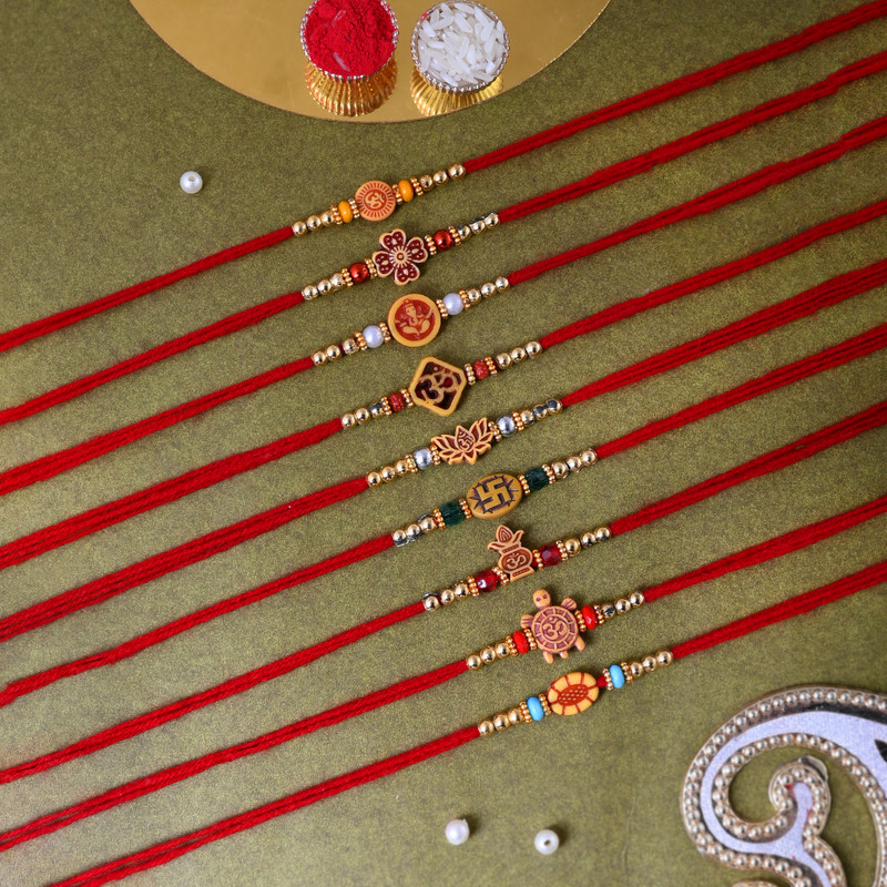 BE UNIQUE Designer RAKHI PACK 10A9 A Assorted Rakhi, Chawal Roli Pack  Set(10 Beautiful Attractive Design Rakhi With Chawal Roli Pack)