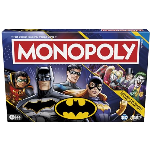Monopoly Batman Edition Board Game | Monopoly Game for Batman Fans | Ages 8 and Up | 2 to 4 Players | Family Games | Strategy Games for Kids and Adults