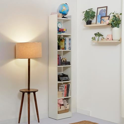 Green Soul Alba 7 Shelves Engineered Wood Book Shelf | Multipurpose Wooden Bookshelf for Home, Bedroom, Living Room, Study Room, Kids Room | Organizer | Storage | 3 Year Warranty (Frosty White)