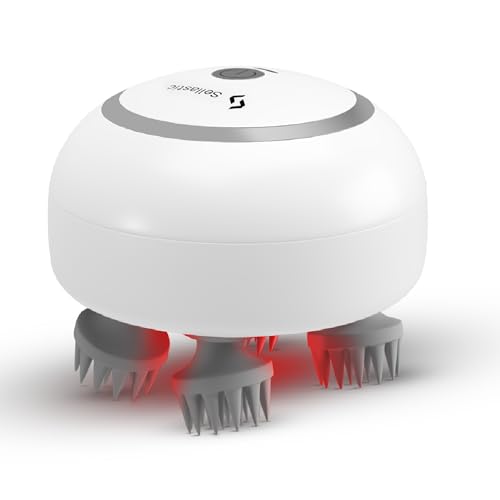 SELLASTIC GlowBall Head Massager for Scalp | Red Light Therapy for Hair Growth Fall Control | 3 Speed Mode | Waterproof & Detechable Heads | Stress Relief & Relaxation, Handheld & Deep Cleansing Massage