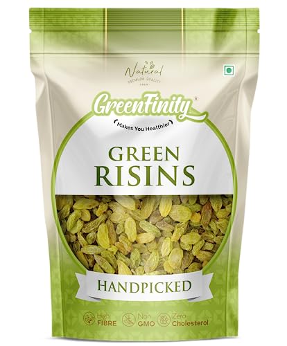GreenFinity Premium Seedless Fresh Green Raisins 1kg Value Pack – Nutritious, Sweet, and Healthy Snacking Option with Seedless Green Kishmish