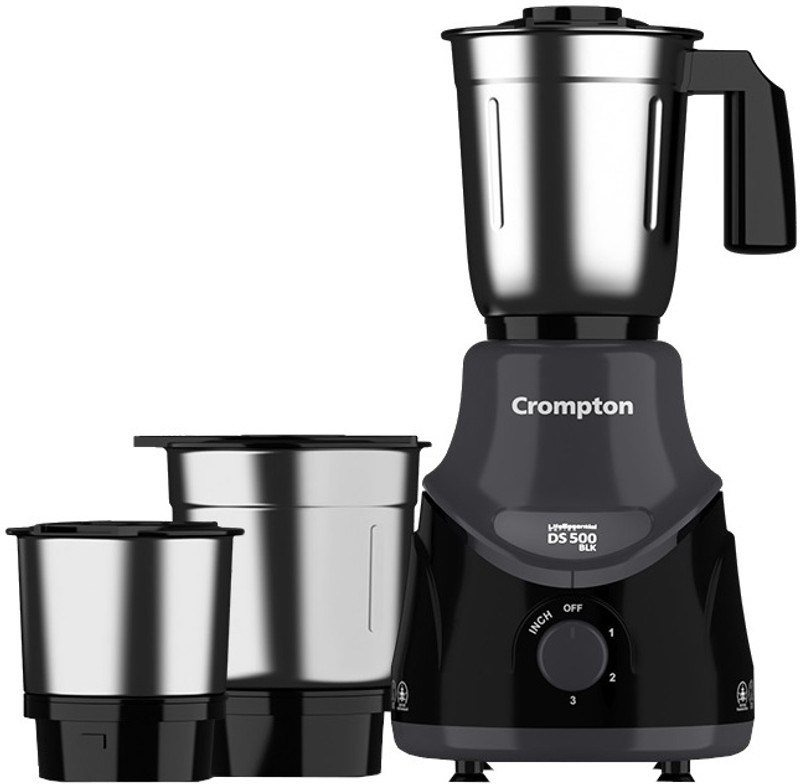 Crompton DS 500 W Mixer Grinder(ACGM-DS500W3J BLK | 3 Jars | Black & Grey)
