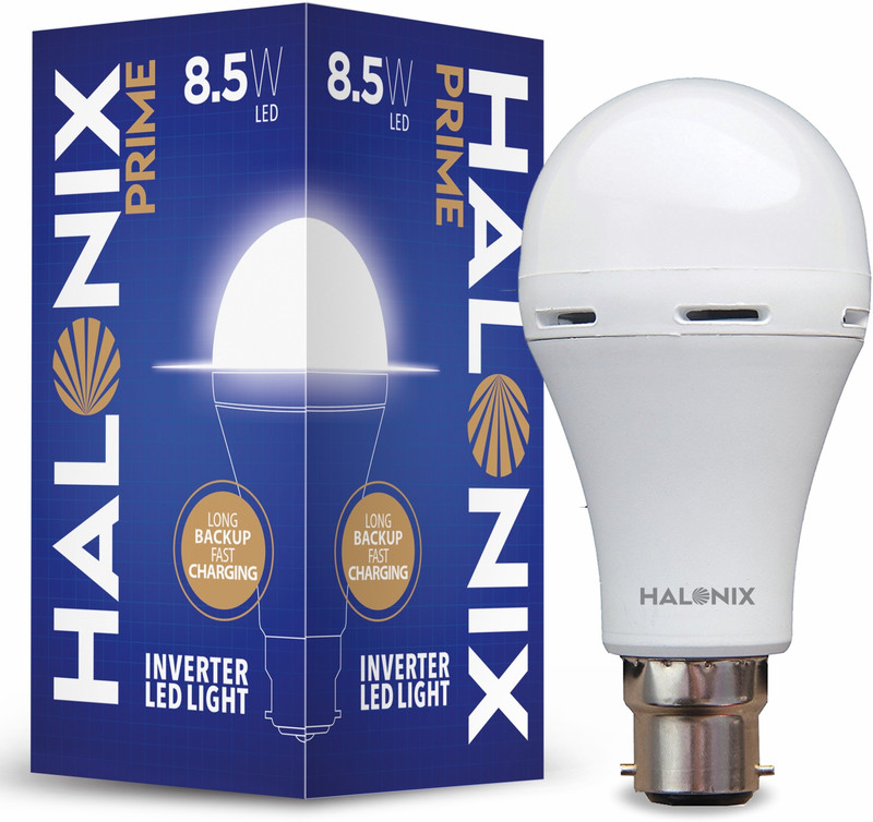 HALONIX Led rechargeable emergency led light 8.5W B22 Cool White bulb 4 hours Bulb Emergency Light(White)