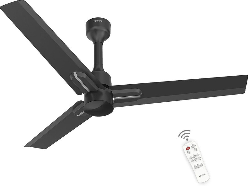 Polycab Wizzy neo with 4 Year Warranty Remote Controlled 1200 mm Ceiling Fan(5 Star | Black Silver | Pack of 1)