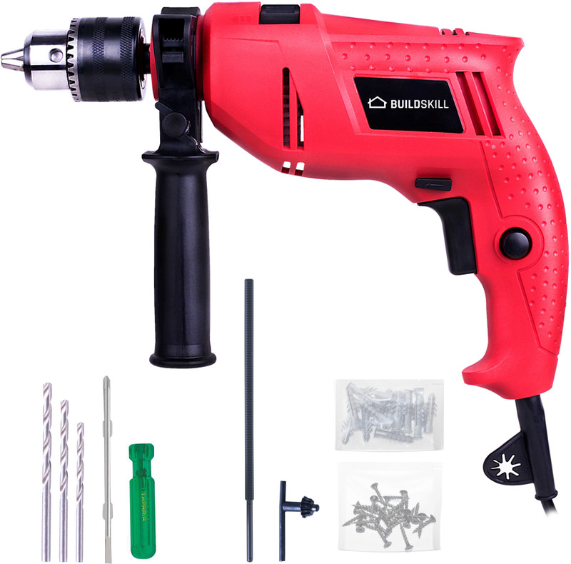 BUILDSKILL Pro BGSB13RE 13mm Impact Drill Machine with Drill Bits,Screwdriver & Chuck Key Pro BGSB13REC1 Rotary Hammer Drill(13 mm Chuck Size, 500 W)