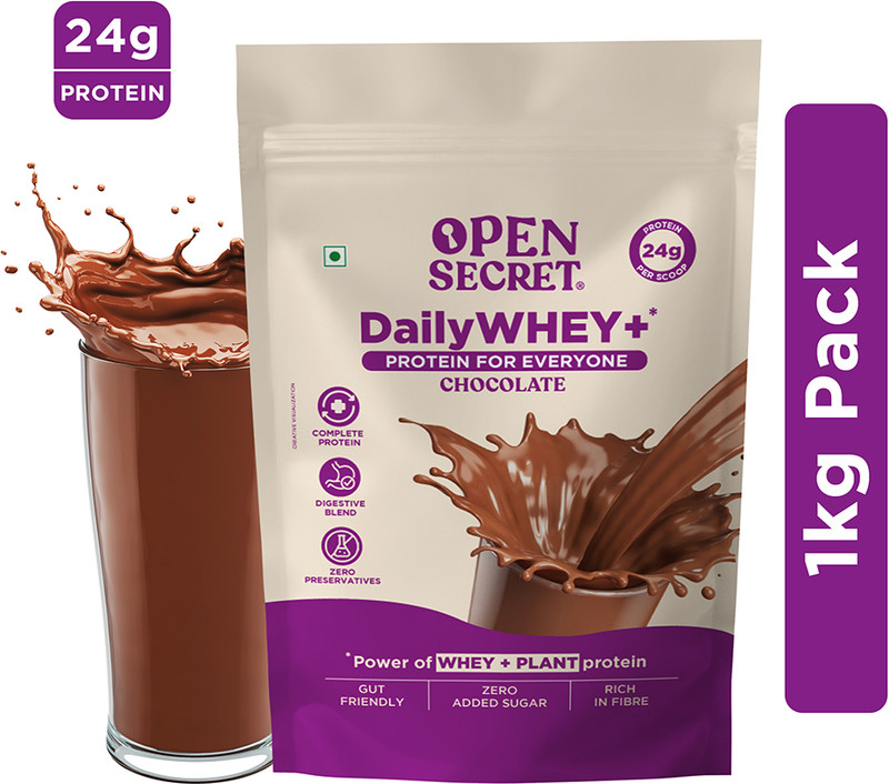 OPEN SECRET 1 kg India’s 1st Whey+ Protein Powder – Complete Protein with Whey and Plant Protein Blends(1000 g, Chocolate)