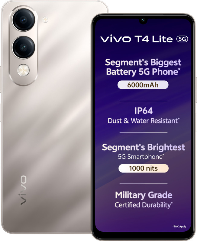 vivo T4 Lite 5G Charger in the Box (Titanium Gold, 128 GB)(4 GB RAM)