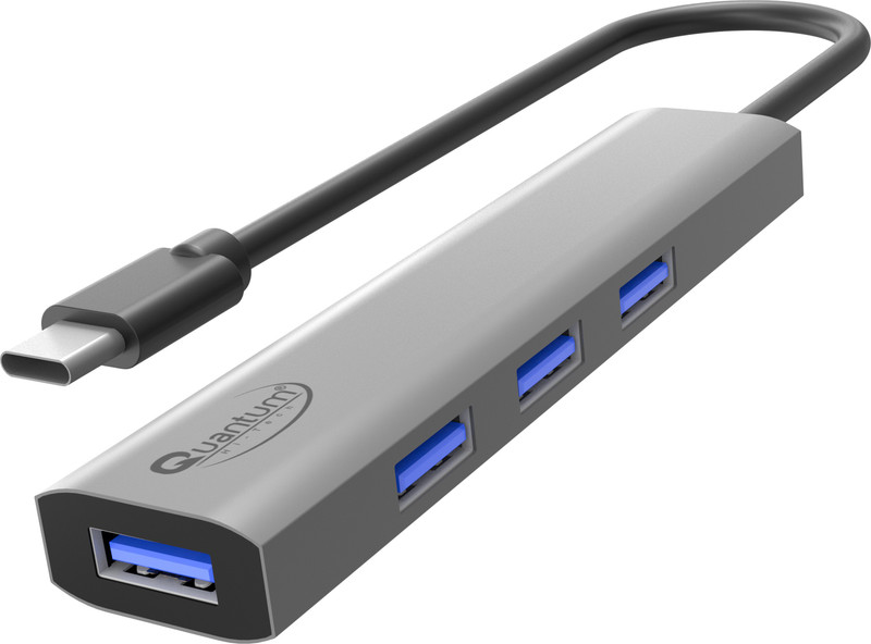 QUANTUM QHM6966 Type C to 4 Hi-Speed USB A 3.1 Ports for /Windows Laptop Multiport USB Hub(Grey)