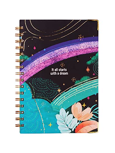 Doodle Undated Daily Planner I Weekly Planner I A5 I Hard Cover I Wiro I192 Ruled Pages I 80 GSM I Lay Flat Design I Metal Corners I Plan your day, To do List (Dreamy Start – Black)