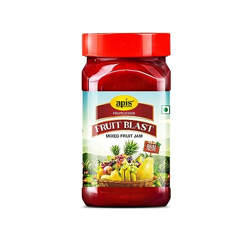 Apis Fruit Blast Mixed Fruit Jam for Breakfast with Real Fruit Ingredients Made with 7 Type of Fruit Pulp | 100% Vegetarian 1kg Jar