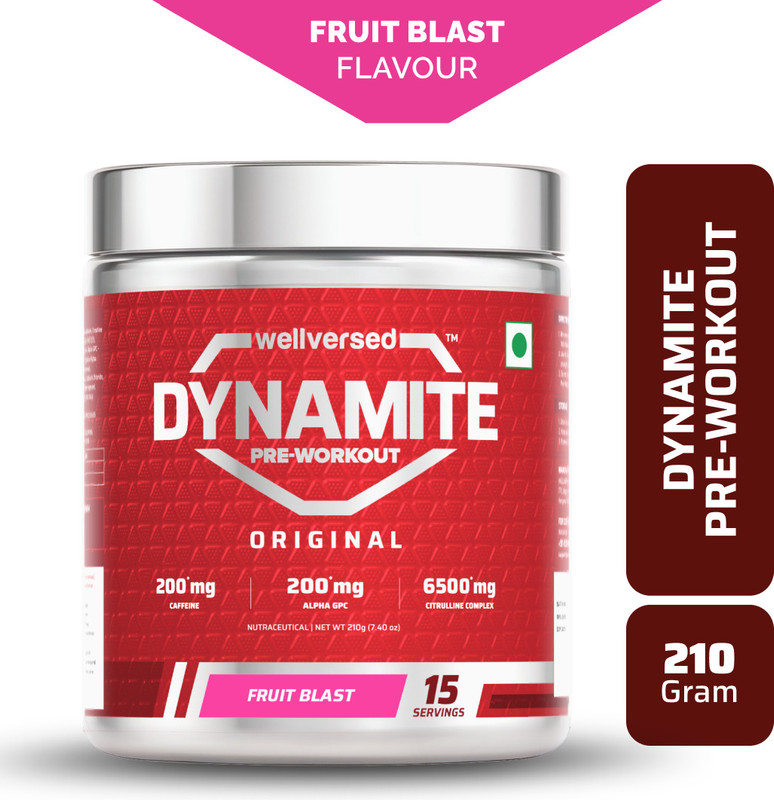 Wellversed Dynamite Pre-Workout (210g, 15 Servings) | Unleash Explosive Energy Pre Workout(210 g, Fruit Blast)