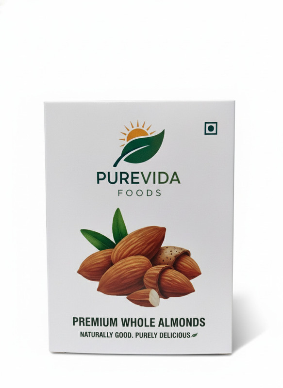 pure vida foods Almonds | Dry Fruits | Nuts | Healthy Snack | High Protein Vitamin E Rich Almonds(1 x 250 g)