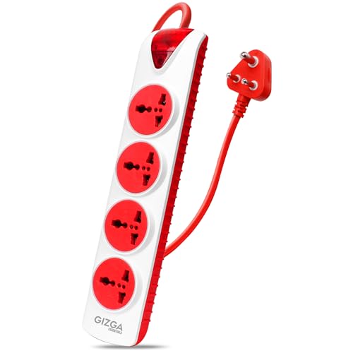 Gizga Essentials 1500W/6A Multi Plug Extension Board with 4 Universal Sockets for Office & Home Appliances, Fuse Protector, Power Indicator, 1.5M Cord, Durable Switch, Flame Retardant Material