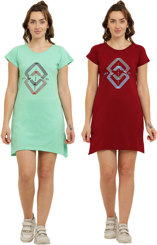 Priya Point Printed Women Round Neck Multicolor T-Shirt