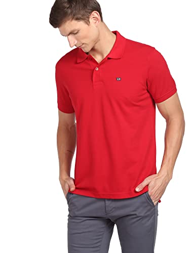 Arrow Men’s Solid Half Sleeve Regular Fit Anti-Curling Cotton Polo T-Shirt (ASAATS3557CBA_Coral_S)