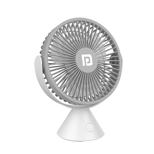 Portronics Aero Breeze Portable Table Fan 178mm, USB Rechargeable Fan, 3 Speed Airflow, Battery Powered Silent Operation, 4 Hours Back Up, 360° Rotatable USB Fan, BLDC Fan for Kitchen,Office,Home
