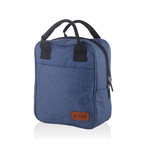 ATTRO Carry Mate Insulated Lunch Bag, 7.5 Liter – Waterproof & Durable, Stylish Carry Bag for Kids, School, Office, Travel & Picnic, Spacious with Easy-to-Carry Handles –Blue