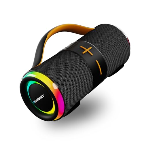 Blaupunkt Atomik Trek Boombox |100 Years German Legacy Audio I 25W True Watt Technology I XLR Dual Passive Radiators I Jazzy Party Ring Neon Lights I IPX5 Splash & Dust Proof Outdoor Bluetooth Speaker