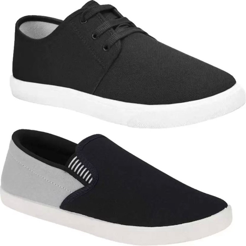 BRUTON Men Combo Pack Of 2 Casual Loafers For Men(Black, Grey , 6)