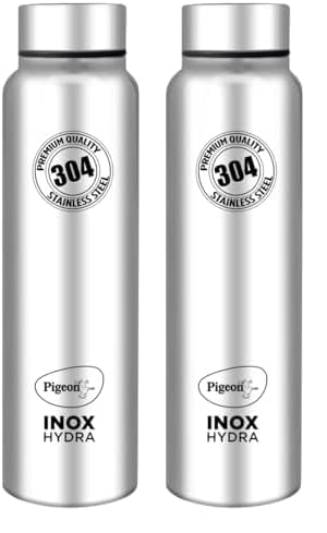 Pigeon by Stovekraft INOX Hydra Plus Stainless Steel Drinking Water Bottle 900 ml – Silver (Pack of 2)