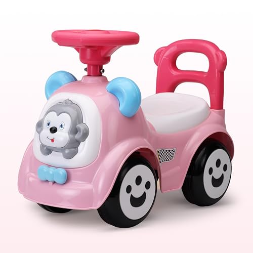 LuvLap Sunny Ride on & Car for Kids with Music & Horn Steering, Push Car for Baby with Backrest, Safety Guard, Under Seat Storage & Big Wheels, Ride on for Kids 1 to 3 Years Upto 25 Kgs (Pink)